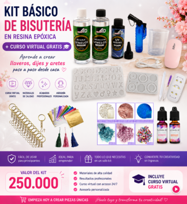 Kit de Bisutería en Resina Epóxica + Curso Virtual