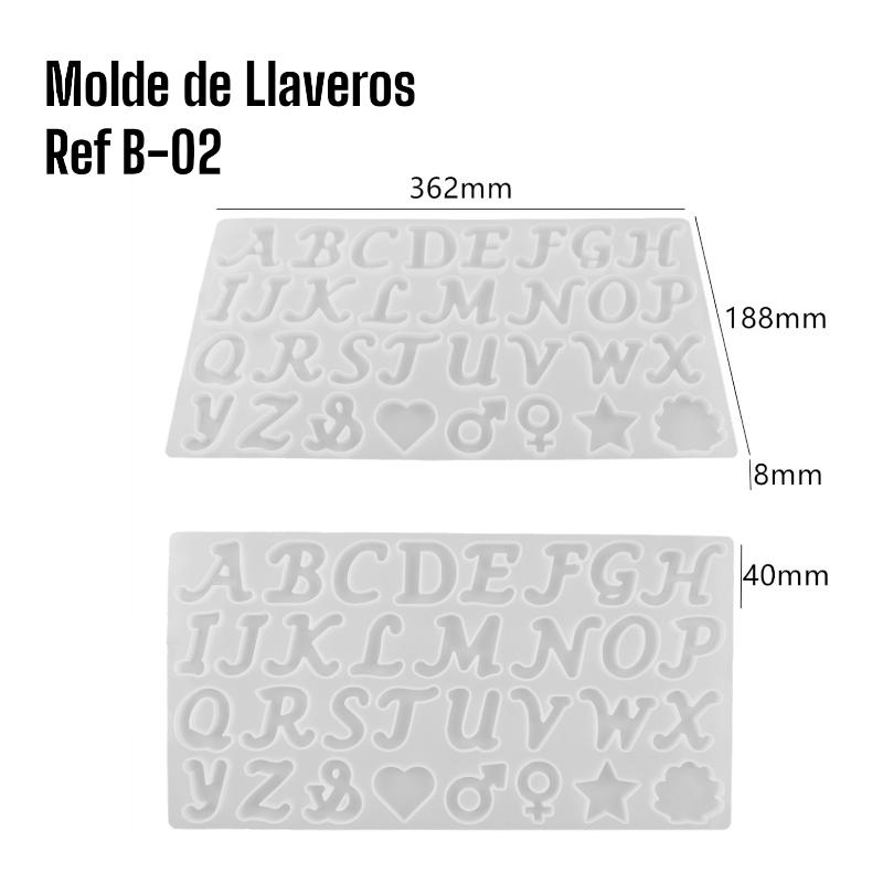 B-02 MOLDE DE LETRAS CURSIVA PARA LLAVEROS