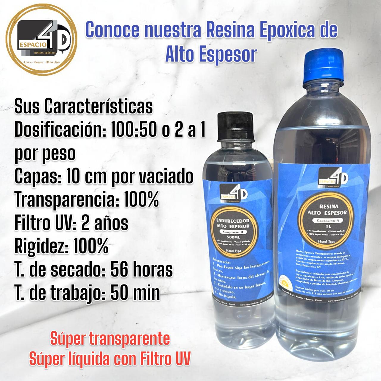 Resina Epóxica 2a1 Alto Espesor 10 cm | Espacio 4D Colombia - Imagen 3